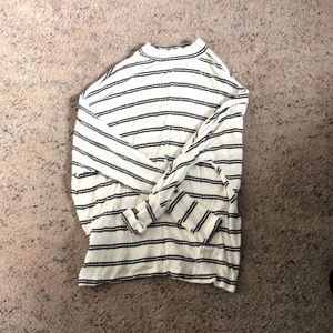 Black and white stripe mock neck